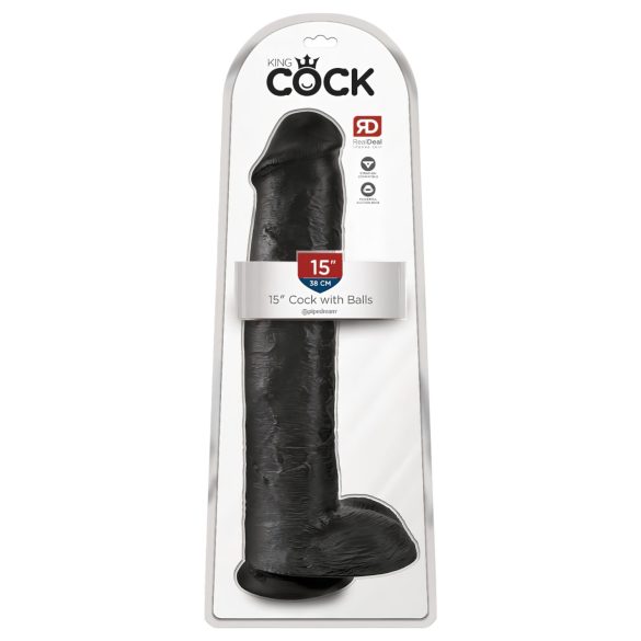 King Cock 15 - Haft-Dildo mit Hoden (38 cm) - Schwarz
