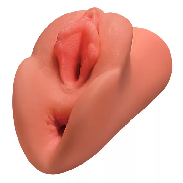 PDX Double Stroker - 2in1 realistischer Masturbator (dunkel natur)