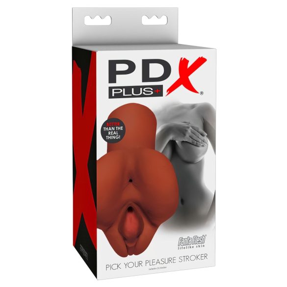 PDX Wähle Dein Vergnügen - 2in1 Realistischer Masturbator (Braun)