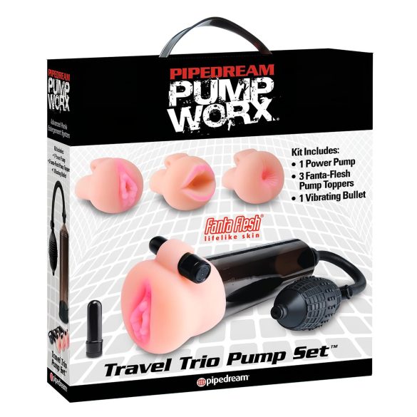 Pipedream Travel Trio - Vibrations-Penispumpen-Set (Schwarz)
