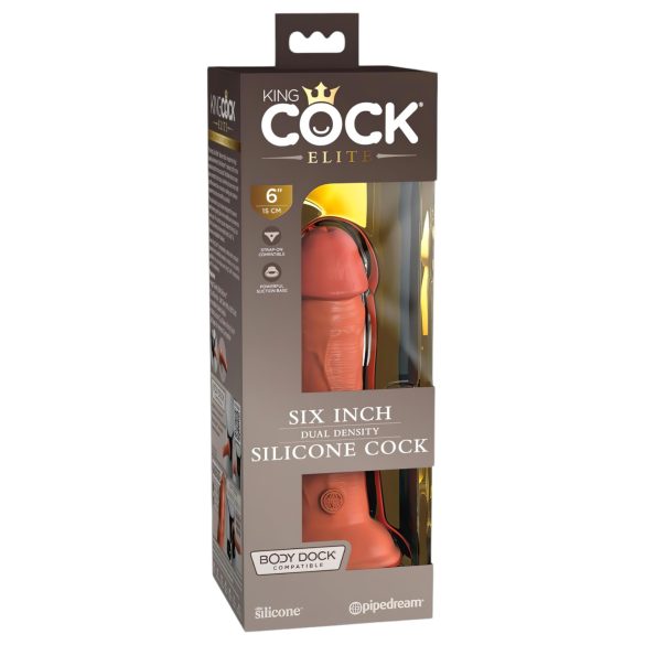 King Cock Elite 6 - Haftender, realistischer Dildo (15cm) - Dunkel