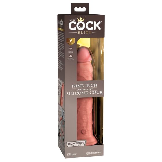 King Cock Elite 9 - Saugnapf, realistischer Dildo (23cm) - Naturfarbe