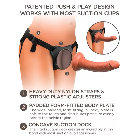 King Cock Elite Comfy - Strap-On-Dildo mit Geschirr (dunkles Beige)