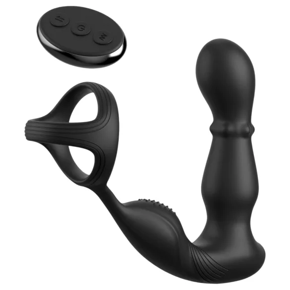 Anal Fantasy Ass-Gasm - Drehkopf Anal-Vibrator mit Penisring (Schwarz)
