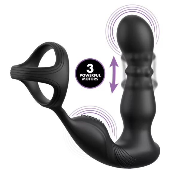 Anal Fantasy Ass-Gasm - Drehkopf Anal-Vibrator mit Penisring (Schwarz)