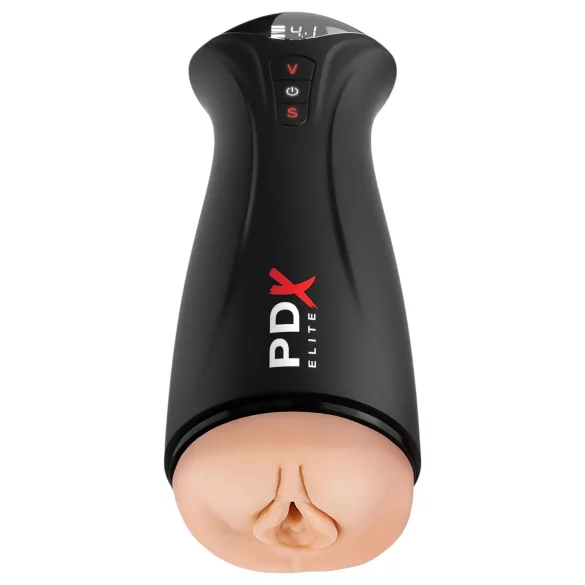 PDX Elite - Saugender, vibrierender Masturbator (schwarz)