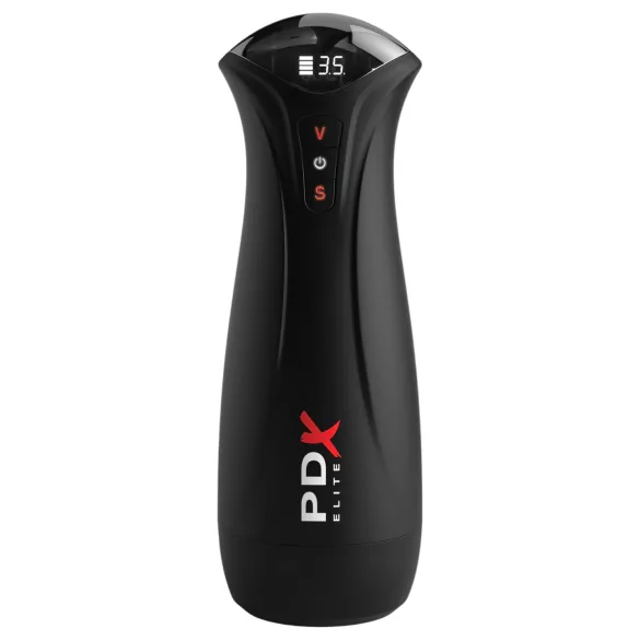 PDX Elite - Saugender, vibrierender Masturbator (schwarz)