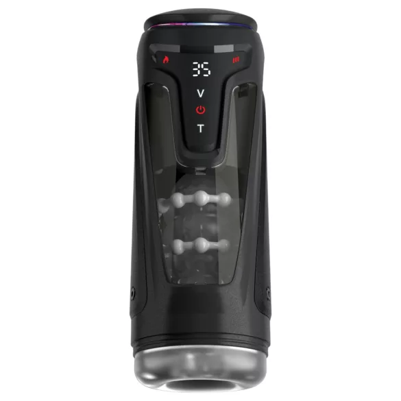 PDX Elite Moto-Bator Pro - perlender, beheizbarer Stoß-Masturbator (schwarz)