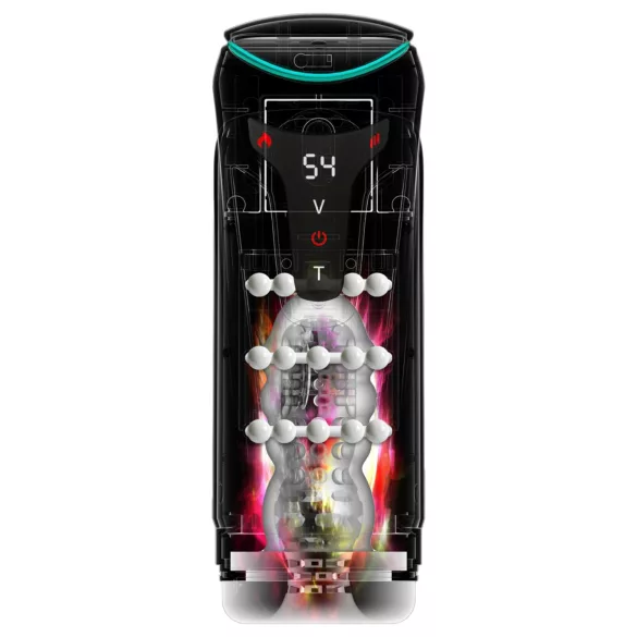 PDX Elite Moto-Bator Pro - perlender, beheizbarer Stoß-Masturbator (schwarz)