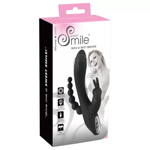 SMILE Triple - Akku, wasserfester 3-fach Vibrator (schwarz)