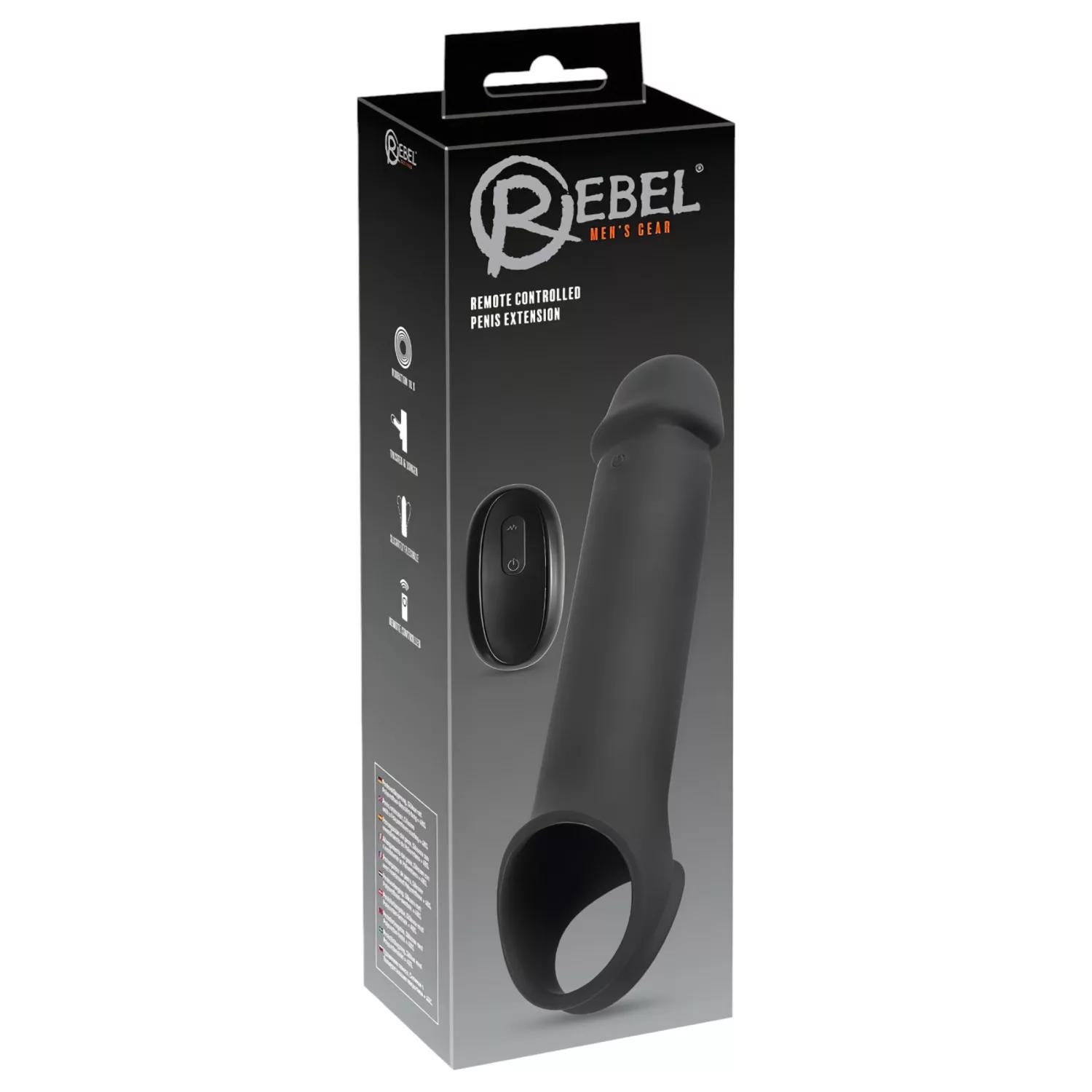 Rebel - Akku Penis-Mantel mit Funk Vibration (Schwarz) - Lov