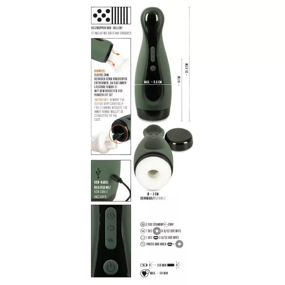 Rebel 2 Function - Akku Masturbator mit Saug- und Vibrationsfunktion