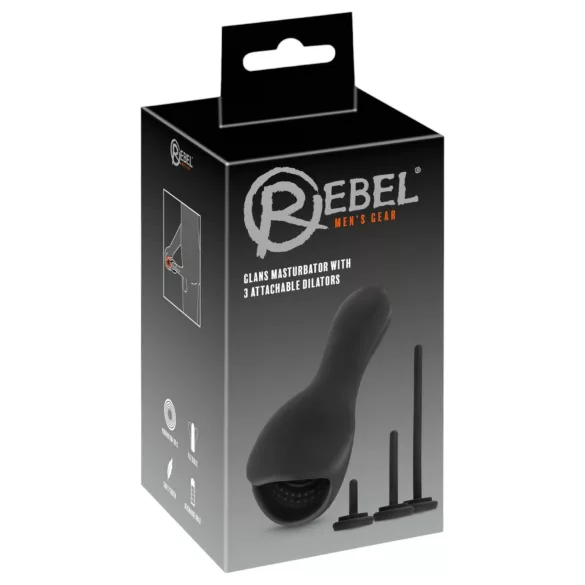 Rebel - Eichelvibrator mit Dilator (schwarz)