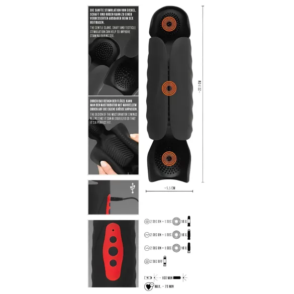 Rebel - 3-Motoren-Eichelvibrator (schwarz)