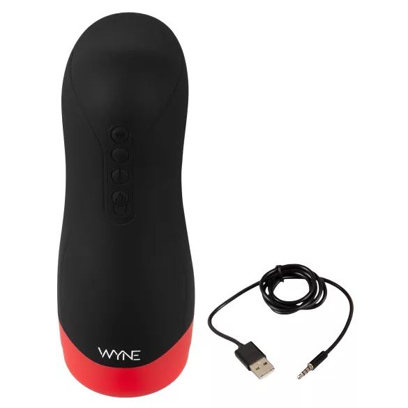 WYNE 01 - Wiederaufladbarer, vibrierender, wärmender Masturbator (schwarz)