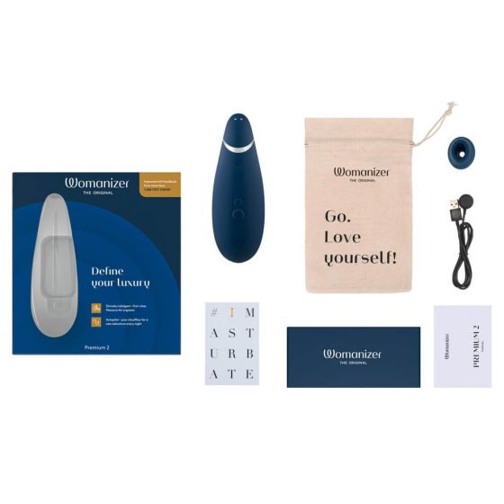 Womanizer Premium 2 - akkubetriebener, luftwellenbetriebener Klitorisstimulator (blau)