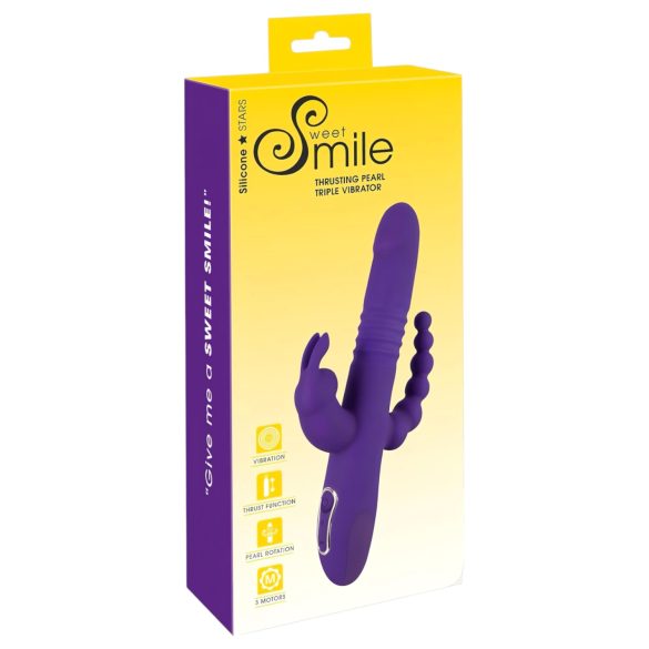SMILE Triple - Akku Vibrator mit drei Armen und Rotationsstoß (Lila)