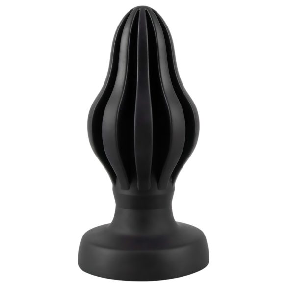 ANOS - Weicher gerippter Analplug - 5 cm (schwarz)