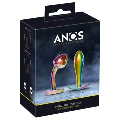 ANOS Metall Rainbow - metallischer Anal-Dildo-Set (2-teilig)
