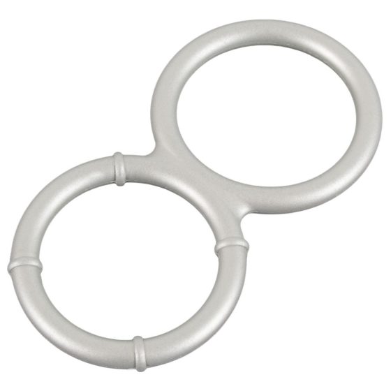 You2Toys - doppelte Silikon Penis- und Hodenringe mit Metalleffekt (Silber)