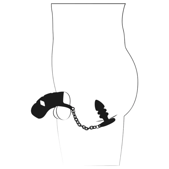 Black Velvet - Silikon Penis Käfig mit Analplug (schwarz)