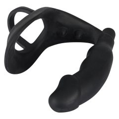   Black Velvet - Penis-Vibrator mit Penis- und Hodenring (schwarz)
