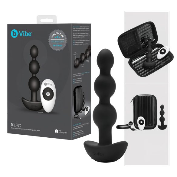 b-Vibe - Dreifach Perlen Analdildo mit Akku (Schwarz)