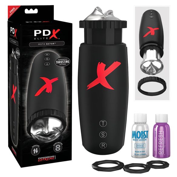 PDX Moto Bator - Saug-und-Stoß-Lippen Masturbator (Schwarz)
