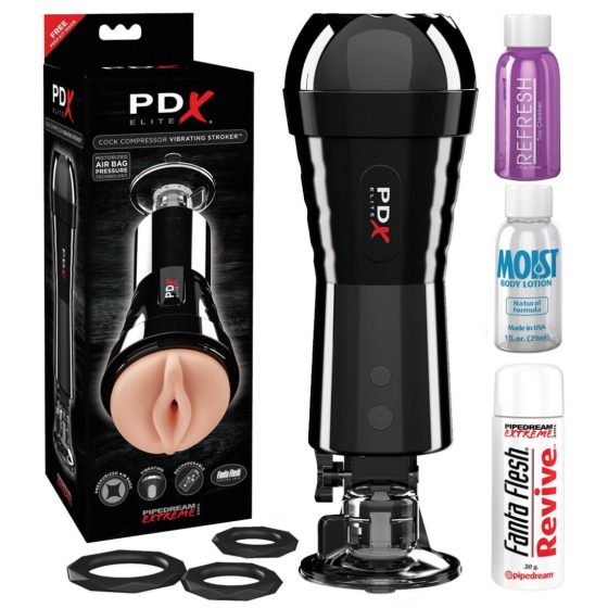 PDX Hahn Kompressor - Saugende, Vibrierende Vagina Masturbator (Schwarz)