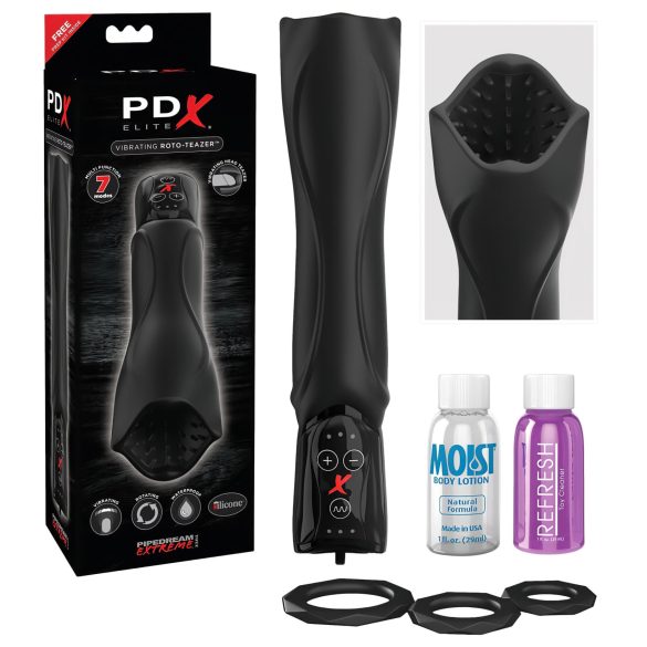 PDX Roto-Teazer - Wasserdichter, rotierender, vibrierender Masturbator (Schwarz)