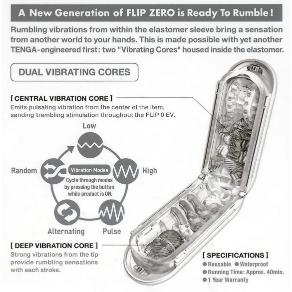 TENGA Flip Zero - vibrierender Masturbator (weiß)