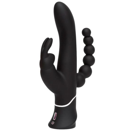 Happyrabbit Dreifach - wiederaufladbarer Vibrator mit Klitoris- und Analkar (schwarz)