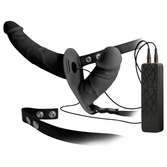 Double Thruster - Anlegbarer Doppeldildo-Vibrator (schwarz)