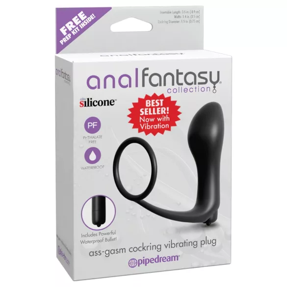 Analfantasy - Fingeranale Vibrator mit Penisring (Schwarz)