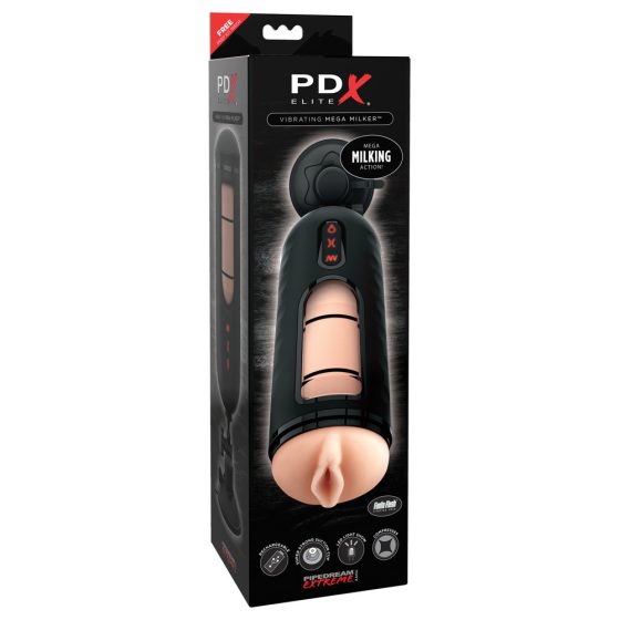 PDX Elite Mega Milker - vibrierender Penis Kopf Pussy Masturbator (schwarz)