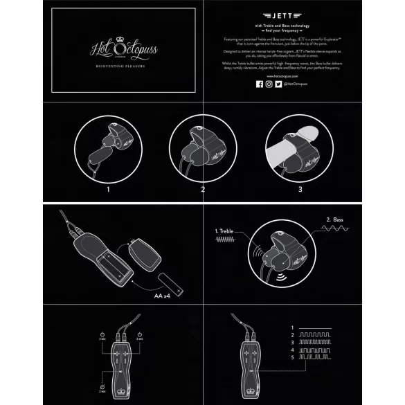 HOT Octopuss JETT - 2-Motoren Eichelvibrator (schwarz)