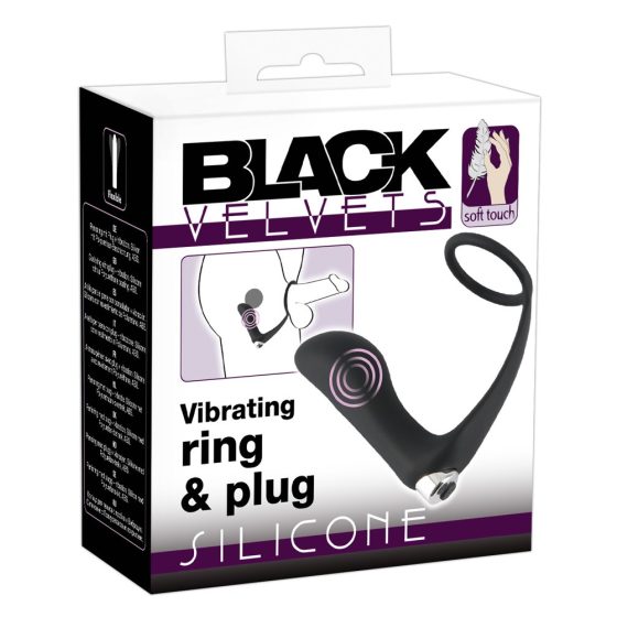 Black Velvet - aufladbarer, silikon Anall Vibrator mit Penisring (schwarz)