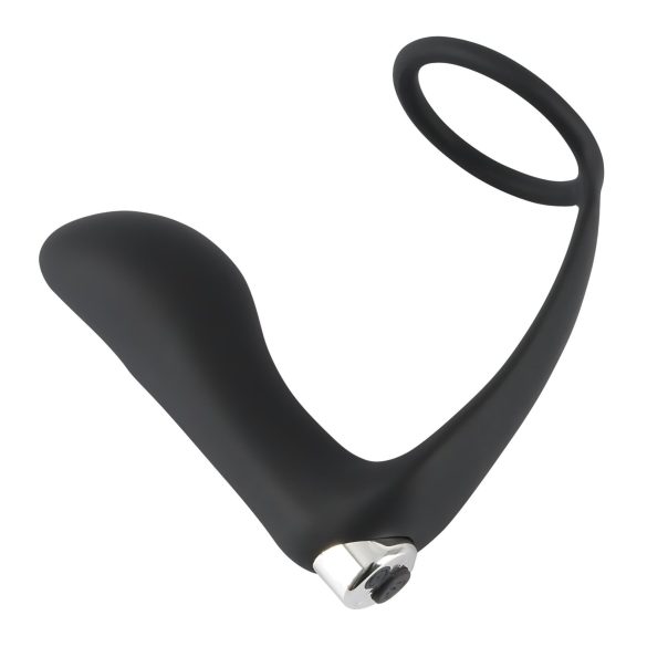 Black Velvet - Analvibrator mit Penissring (schwarz)