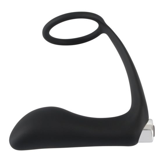 Black Velvet - aufladbarer, silikon Anall Vibrator mit Penisring (schwarz)
