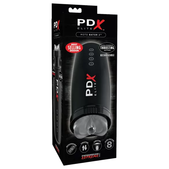 PDX Elite Moto Bator 2 - Saugender, auf- und abbewegender Masturbator (schwarz)