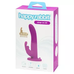   Happyrabbit Strap-On - Hasen-Vibrator zum Umschnallen mit Klitorisstimulator (lila)