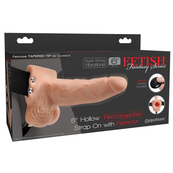 Fetisch Strap-On 6 – Aufladbarer, hohler Vibrator (natur)