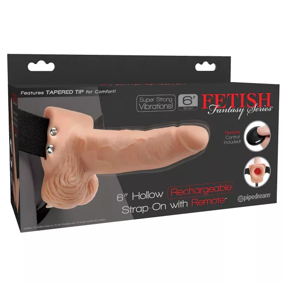 Fetisch Strap-On 6 - anlegbarer, hohler Vibrator (natur)