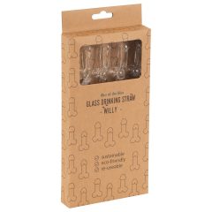   Straw Willy - Glasstrohhalme mit Penisform - Durchsichtig (4 Stück)