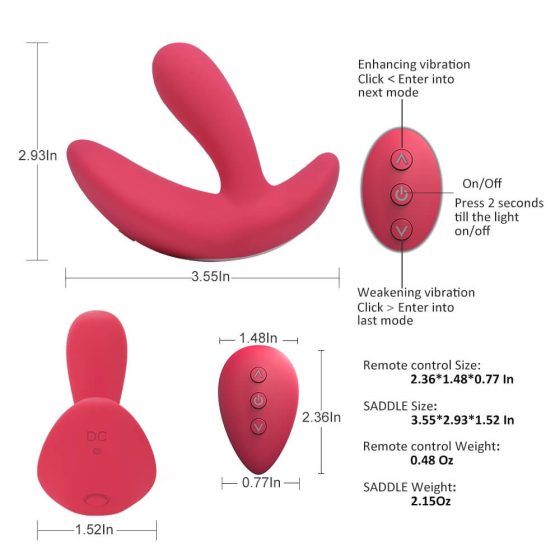Cotoxo Saddle - Wiederaufladbarer, ferngesteuerter Prostata-Vibrator (rot)