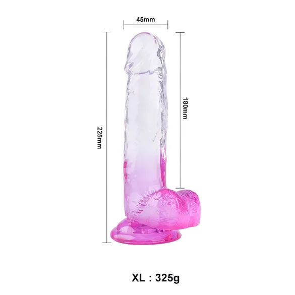 Sunfo - Saugnapf-Dildo mit Hoden - 22cm (transparent-lila)