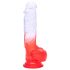 Sunfo - Saugnapf Dildo mit Hoden - 21cm (transparent-rot)