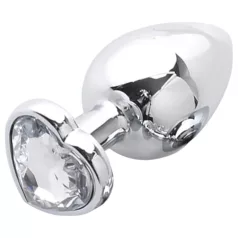   Sunfo - metall Analplug mit herzförmigem Stein (silber-weiß)