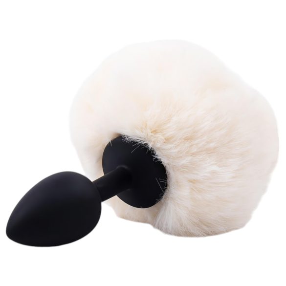 Sunfo - Anal Plug mit Hasenpuschel (schwarz-weiß)