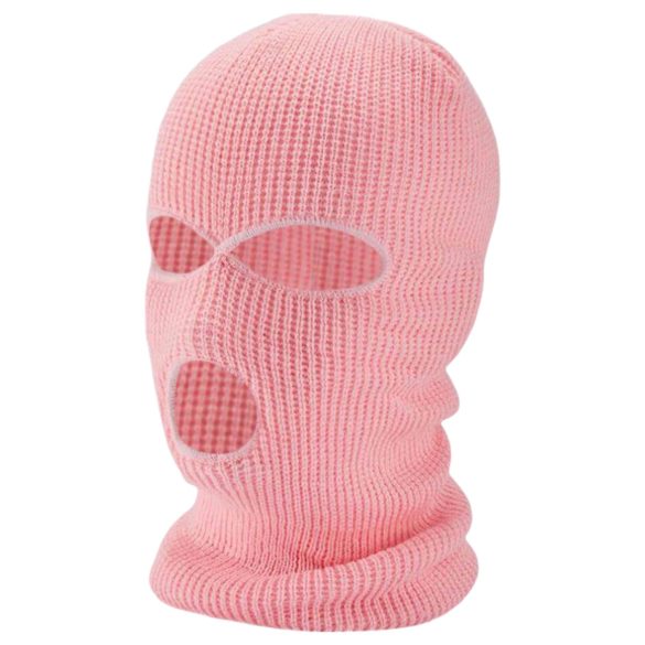 Sturmhaube - Gestrickte Maske mit 3 Öffnungen (Pink)
